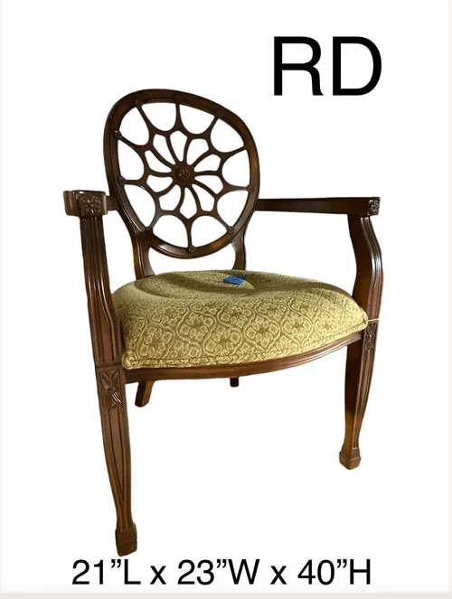 spider back wooden arm chair happle white, pinwheel walnut gold seat 