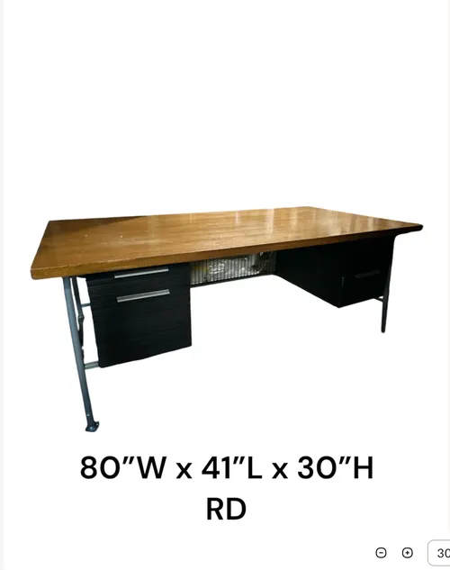 bunshaft desk wood top and metal legs 