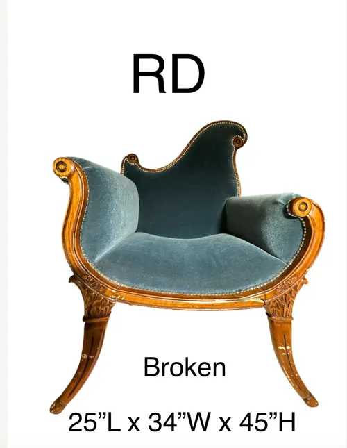 asymetrical swirl mohair blue green arm accent chair statement french/italian