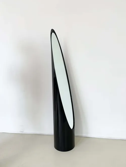 lipstick mirror 1970s black Unghia Lipstick Mirror by Rodolfo Bonetto made with a black acrylic case and original oblong mirror.