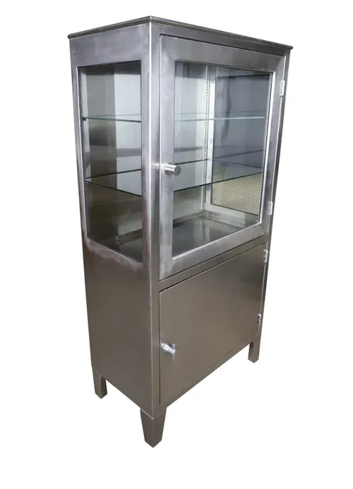 vintage stainless steel medical cabinet
