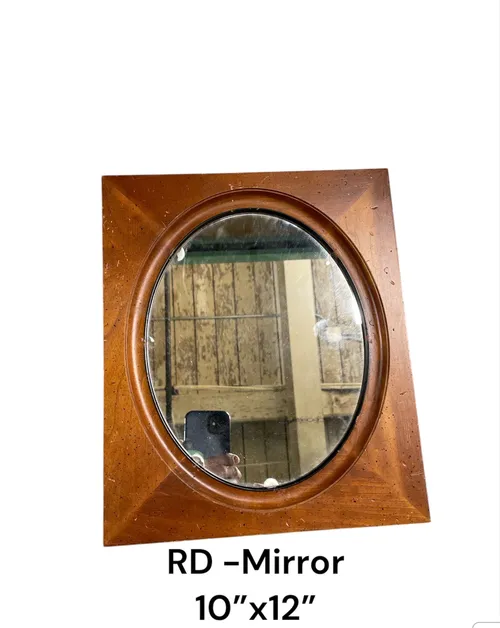 oval mirror rectangular wood frame 10x12