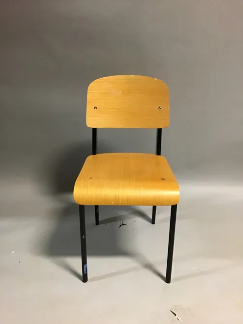 standard vitra chair wood seat /back black metal legs 