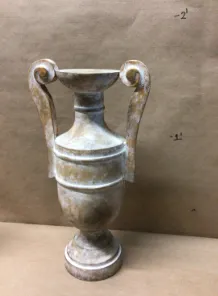 vase amphora vase wood white wash with handles 11x6x20H