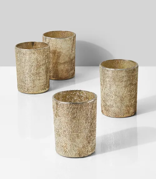 votive holders gold garden cheese cloth texture