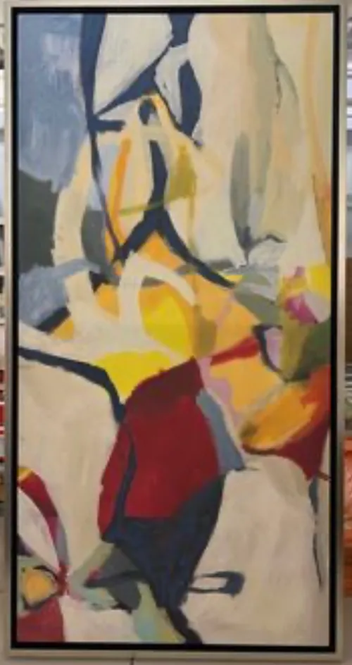 colorful abstract painting red rose bud 