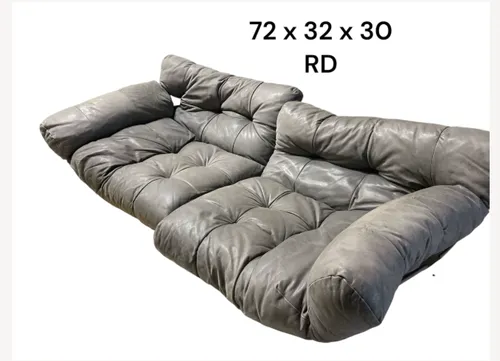 Morentz Angelo Mangiarotti sofa /grey slouchy puffy 72 x32x30h percival lafer