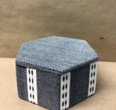 grey stone box white pattern sides hexagonal  