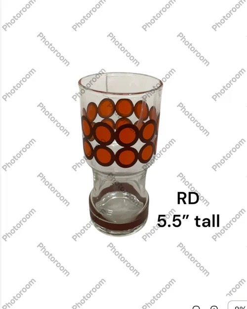 vintage water glass orange circle pattern