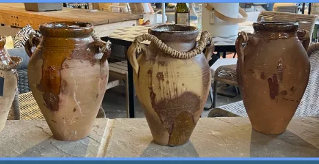 antique terracotta vases/ rope handles 