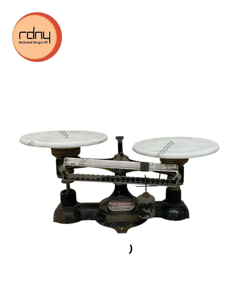 vintage ohaus beam scale milk glass trays castorion body