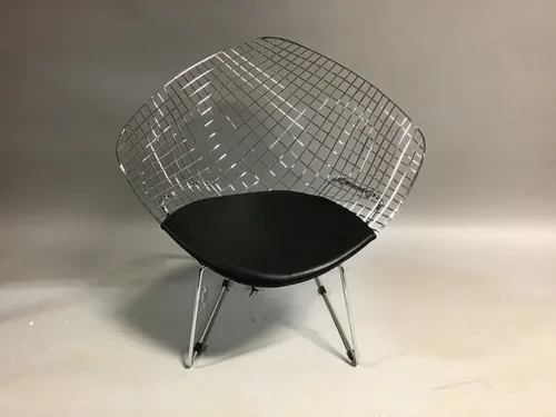 Bertoia diamond chairs silver and black