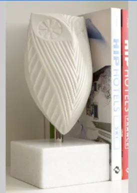 white owl bookend sculpture on stand  