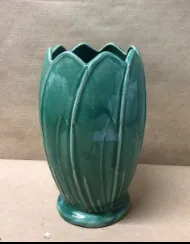green glazed petal vase 