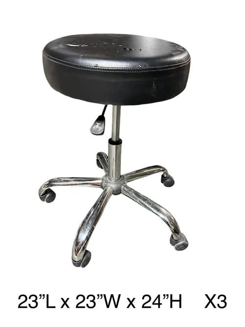 Rolling black vinyl top stool medical