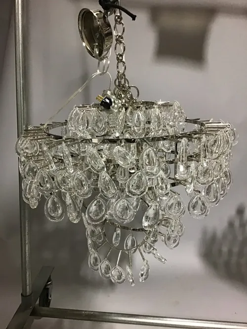 4-tier chrome and teardrop crystals chandelier 