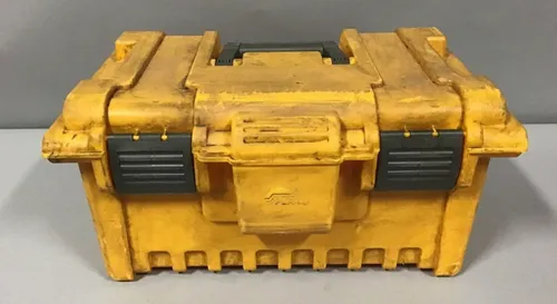  tool box yellow plastic aged 