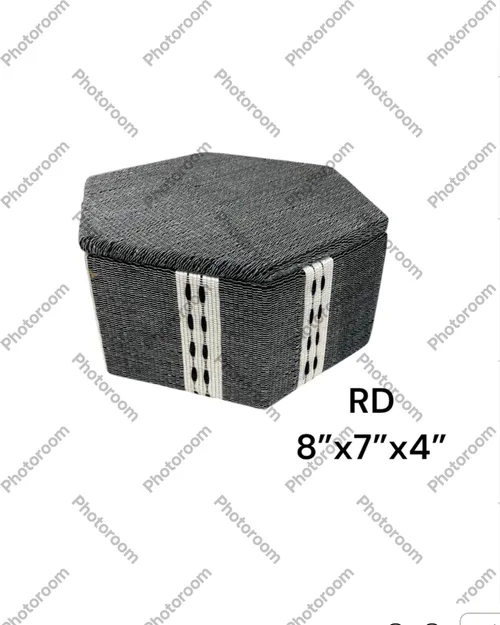 hex box grey fabric  with white detail