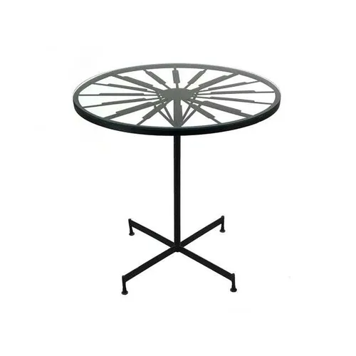 Vtg 1960s Iron & Glass Round Table by Arthur Umanoff for Shaver Howard RARE