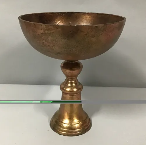 bronze metal fruit bowl on pedestal 