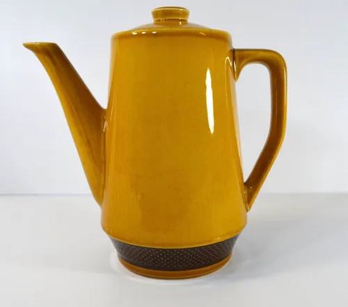 Harmony House Teapot Aurora Gold Mustard Yellow Restaurant Ware Vintage