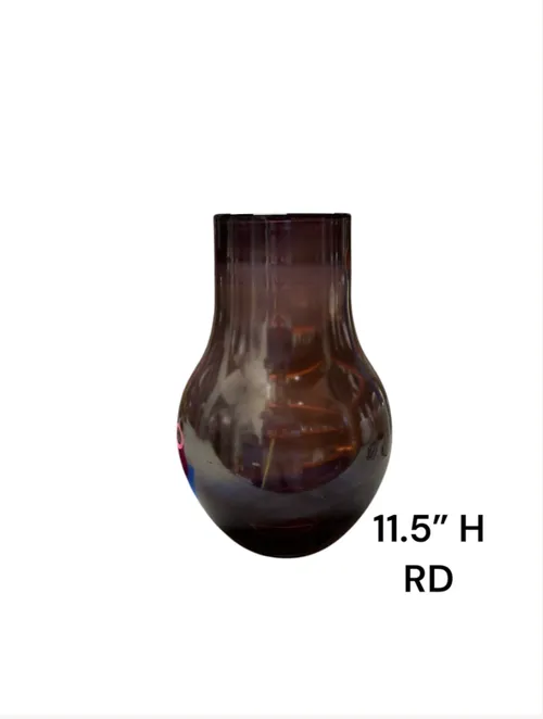 dark glass tear drop open mouth vase elm