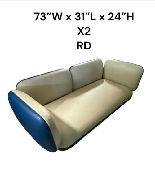 Cassina loveseat sofa white top blue sides leather