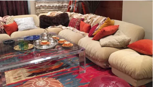 7 piece modular beige corduroy sofa Airbourne lounge /Ottoman Patate1970s 