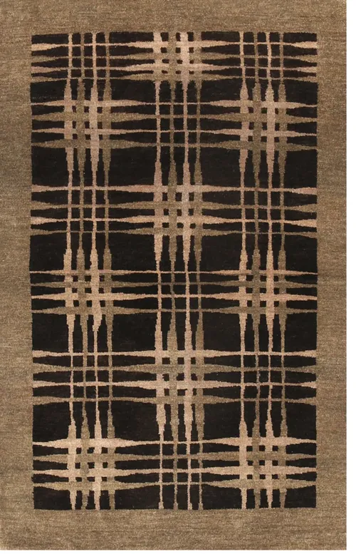 plaid design flat weave rug  