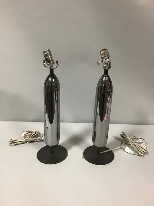 bullet shaped metal lamps x2 