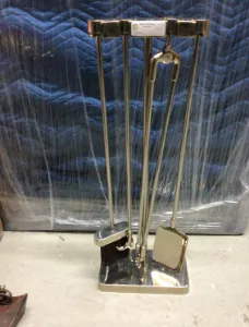 modern chrome fireplace tool set 