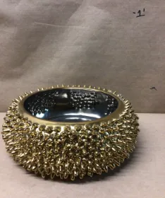 gold sea urchin  vase/bowl arteriors / daria spikey 12hx 5h