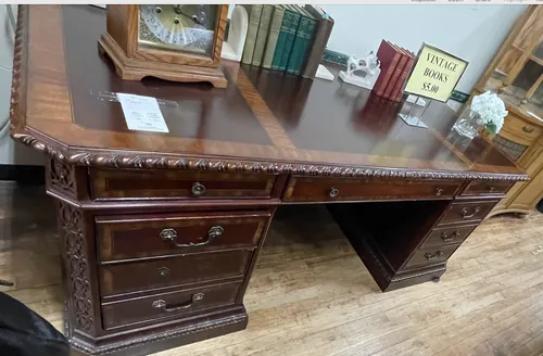 traditional double pedestal desk mahogany wood 