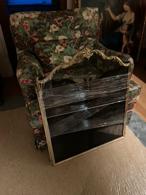 vintage brass ornate  fireplace screen 