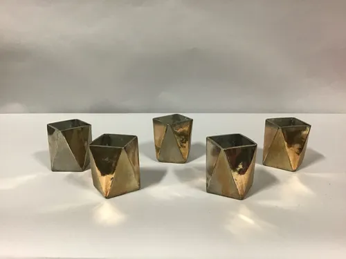 gold mirror  glass votive holders geometric