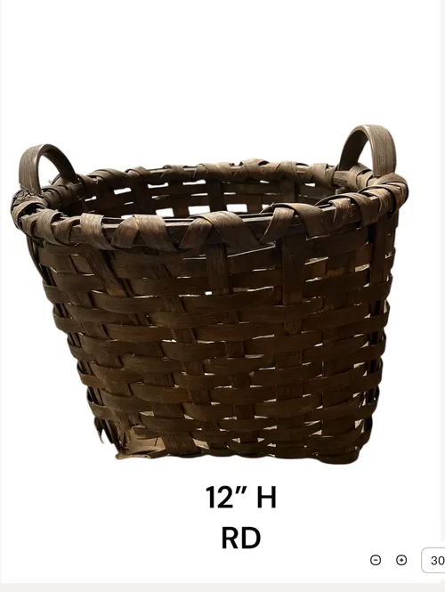 vintage small handmade basket with handles  12