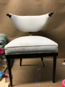 custom dining chairs white curved back 