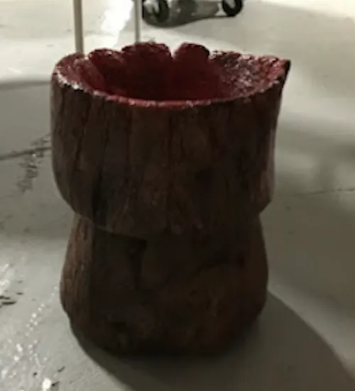 wooden vessel vintage red painted interior