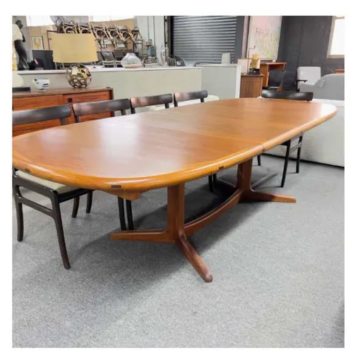Mid-century teak dining table /conference with leaves 