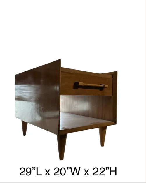 bedside table walnut  wood mid cen night stands by sherman/bertram