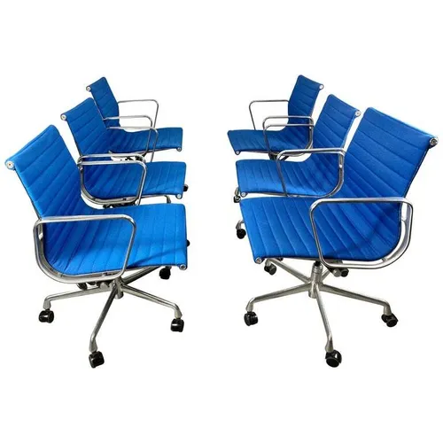 eames aluminum group blue chair  