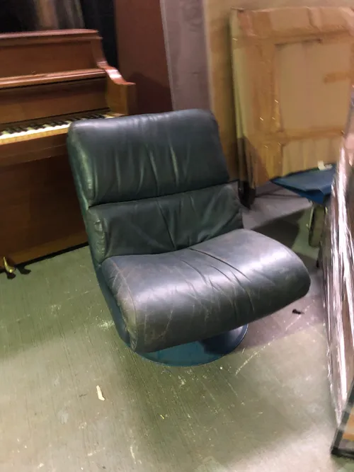 haimi lounge chair armless blue leather plastic frame saturn 