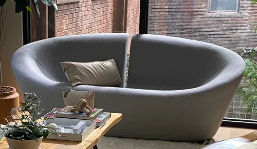 loveseat sofa in style of cloud sofa grey wool 