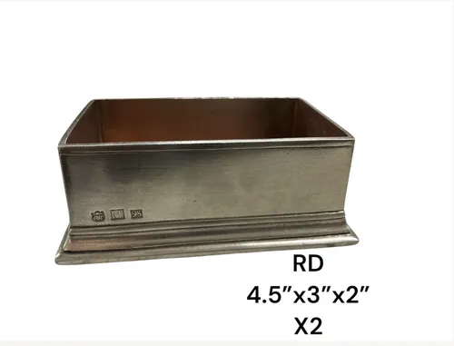 match modern  pewter sugar packet holder 4.5 x3 x2h