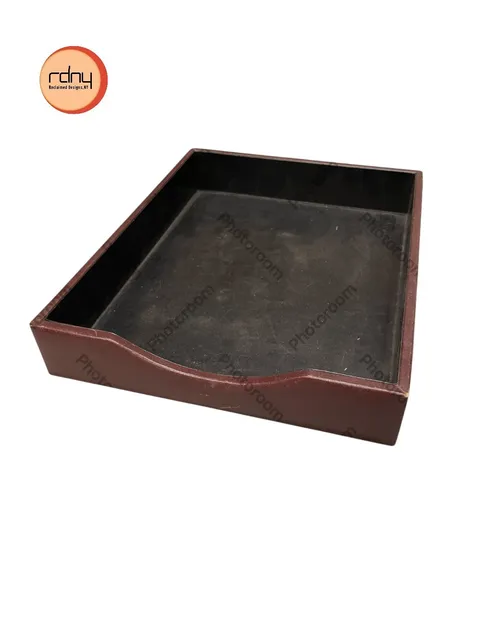 brown burgundy  black suede interior leather file box/inbox