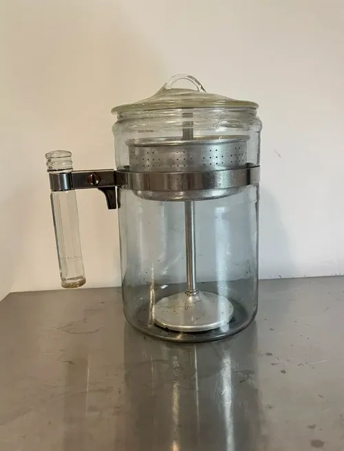 vintage pyrex coffee pot 1930s hex handle