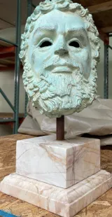 Greek bearded Bust of warrior bronze patina sculpture 8 x8x 20h