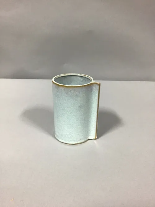 glazed cylinder vase with pinched handle 6