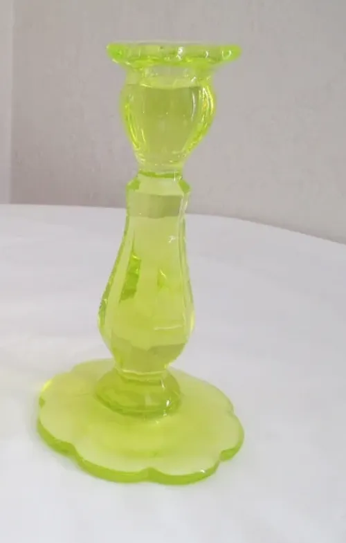 vaseline uranuim glass candle stickVaseline Glass Candle Holders - Mosser Glass Candlesticks -