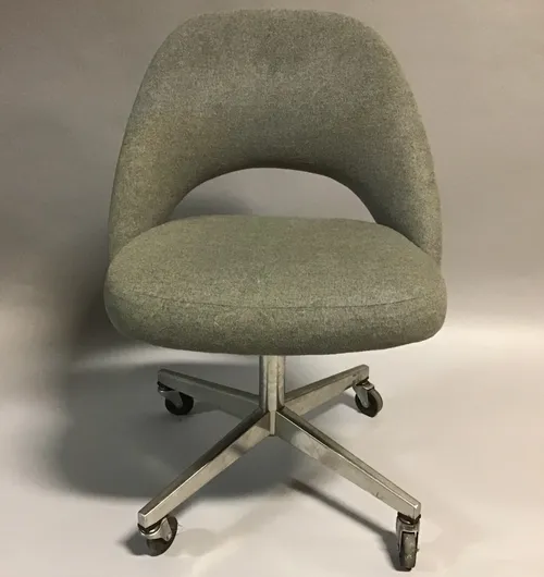 eero saarinen 1960 rolling desk chair grey fabric 